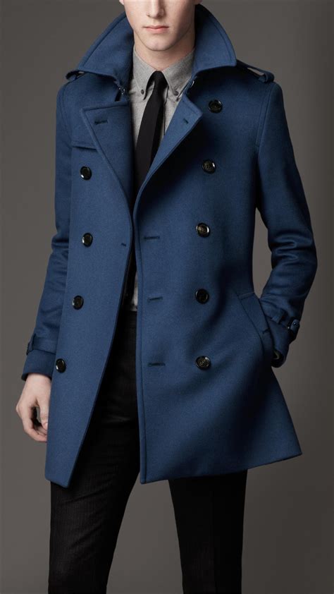 men blue coat burberry|burberry men's wool overcoat.